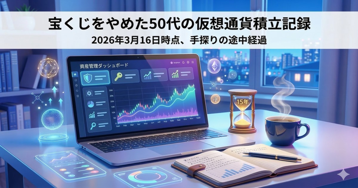 宝くじをやめた50代の仮想通貨積立記録（2026年3月16日時点）アイキャッチ画像